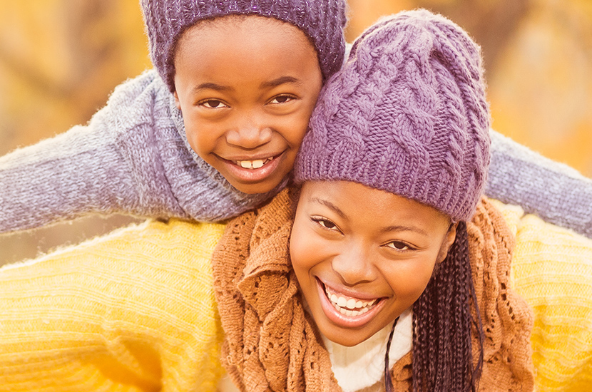 Smiling child and mother