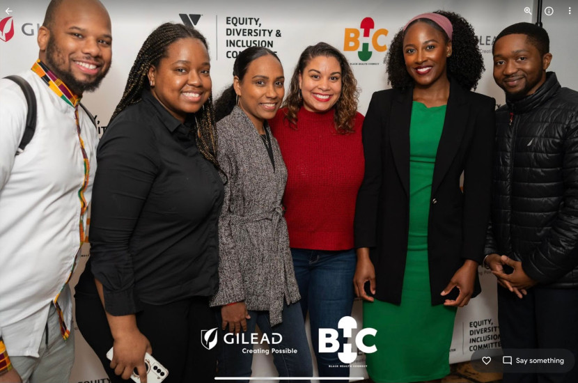 Group of people smiling at an event